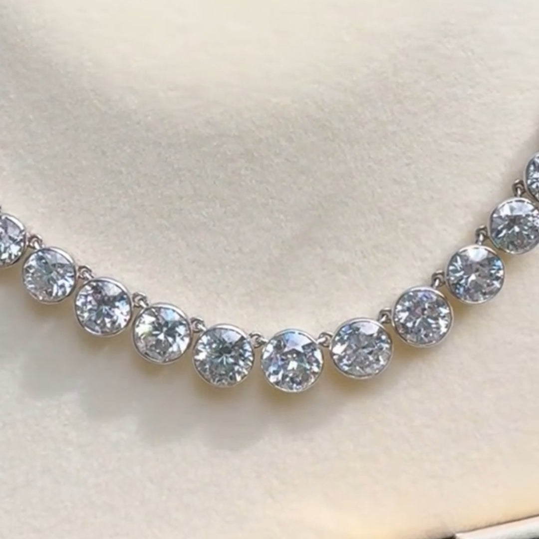 Luxury Jewelry Classic Round Cut White Sapphire Tennis Necklace For Women