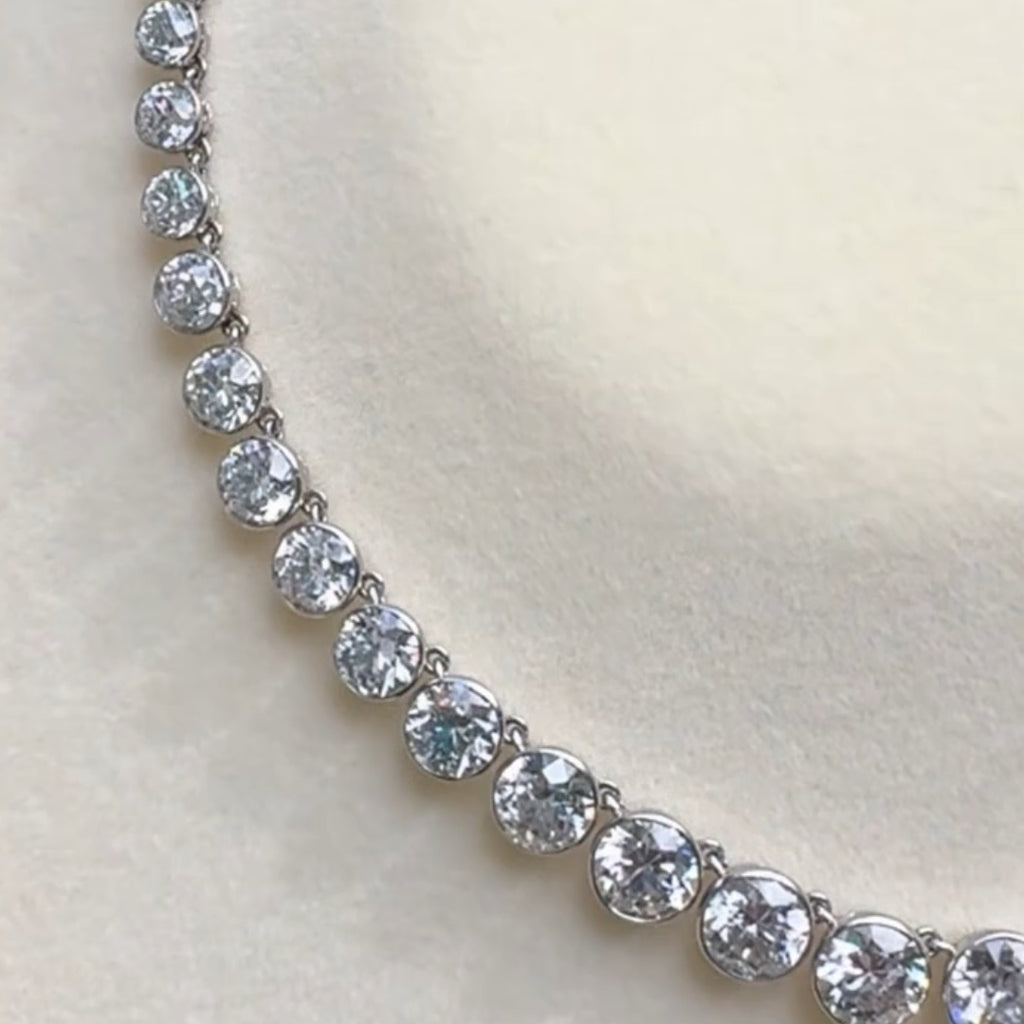 Luxury Jewelry Classic Round Cut White Sapphire Tennis Necklace For Women