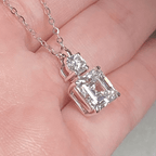 Classic Asscher Cut White Sapphire Pendant Necklace For Women