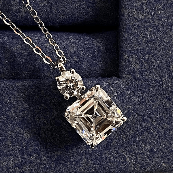 Classic Asscher Cut White Sapphire Pendant Necklace For Women