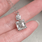 Classic Asscher Cut White Sapphire Pendant Necklace For Women