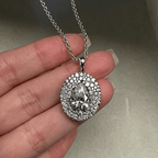 Luxury Jewelry Three Halo Pear Cut White Sapphire Pendant Necklace For Women