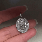 Luxury Jewelry Three Halo Pear Cut White Sapphire Pendant Necklace For Women