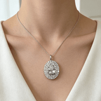 Luxury Jewelry Three Halo Pear Cut White Sapphire Pendant Necklace For Women