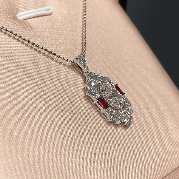 Luxury Jewelry Art Deco Halo Oval Cut White Sapphire Pendant Necklace For Women