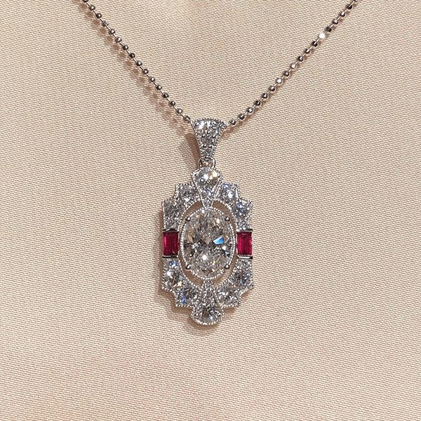 Luxury Jewelry Art Deco Halo Oval Cut White Sapphire Pendant Necklace For Women