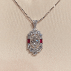 Luxury Jewelry Art Deco Halo Oval Cut White Sapphire Pendant Necklace For Women