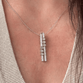 Luxury Jewelry Vintage Double Row Bezel Round Cut White Sapphire Pendant Necklace For Women