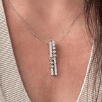 Luxury Jewelry Vintage Double Row Bezel Round Cut White Sapphire Pendant Necklace For Women