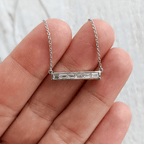 Classic Channel Setting Baguette Cut White Sapphire Pendant Necklace For Women