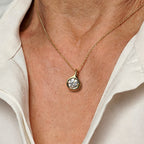 Solitaire Yellow Gold Bezel Round Cut White Sapphire Pendant Necklace For Women