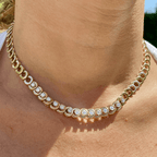 Luxury Jewelry Yellow Gold Round Cut White Sapphire Tennis Necklace For Women