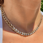 Luxury Jewelry Yellow Gold Round Cut White Sapphire Tennis Necklace For Women