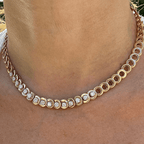 Luxury Jewelry Yellow Gold Round Cut White Sapphire Tennis Necklace For Women