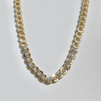 Luxury Jewelry Yellow Gold Round Cut White Sapphire Tennis Necklace For Women
