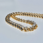 Luxury Jewelry Yellow Gold Round Cut White Sapphire Tennis Necklace For Women