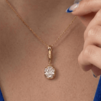 Yellow Gold Bezel Cushion Cut White Sapphire Charm Gold Chain Pendant Necklace For Women