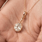 Yellow Gold Bezel Cushion Cut White Sapphire Charm Gold Chain Pendant Necklace For Women