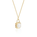 Lock Design Solitaire Asscher Cut White Sapphire Pendant Necklace For Women