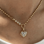 Yellow Gold Heart Cut White Sapphire Pendant Necklace For Women