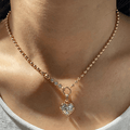 Yellow Gold Heart Cut White Sapphire Pendant Necklace For Women