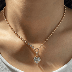 Yellow Gold Heart Cut White Sapphire Pendant Necklace For Women