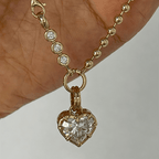 Yellow Gold Heart Cut White Sapphire Pendant Necklace For Women