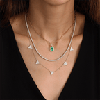 Lock Design Yellow Gold Halo Emerald Cut Emerald Sapphire Pendant Necklace For Women