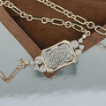 Unique Design Yellow Gold Bezel Radiant Cut White Sapphire Pendant Necklace For Women