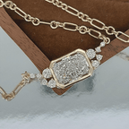 Unique Design Yellow Gold Bezel Radiant Cut White Sapphire Pendant Necklace For Women