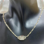 Unique Design Yellow Gold Bezel Radiant Cut White Sapphire Pendant Necklace For Women