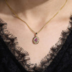 Vintage Yellow Gold Oval Cut Pink Sapphire Pendant Necklace For Women