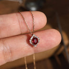 Halo Yellow Gold Oval Cut Ruby Sapphire Pendant Necklace For Women