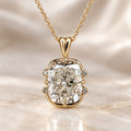 Unique Yellow Gold Cushion Cut White Sapphire Pendant Necklace For Women