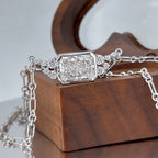Luxury Jewelry Unique Design Bezel Radiant Cut White Sapphire Pendant Necklace For Women