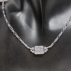 Luxury Jewelry Unique Design Bezel Radiant Cut White Sapphire Pendant Necklace For Women