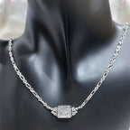 Luxury Jewelry Unique Design Bezel Radiant Cut White Sapphire Pendant Necklace For Women