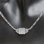 Luxury Jewelry Unique Design Bezel Radiant Cut White Sapphire Pendant Necklace For Women