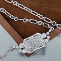 Luxury Jewelry Unique Design Bezel Radiant Cut White Sapphire Pendant Necklace For Women