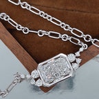 Luxury Jewelry Unique Design Bezel Radiant Cut White Sapphire Pendant Necklace For Women