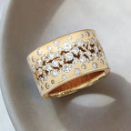 Golden Round Cut White Sapphire Wedding Band For Women Belovegrace
