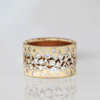 Golden Round Cut White Sapphire Wedding Band For Women Belovegrace