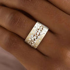 Golden Round Cut White Sapphire Wedding Band For Women Belovegrace