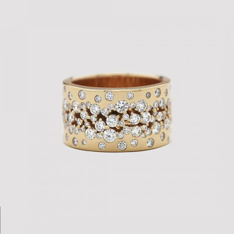 Golden Round Cut White Sapphire Wedding Band For Women Belovegrace