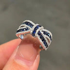 Knot Ring Round Cut Blue Sapphire Wedding Band For Women Belovegrace