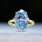 Golden Solitaire Oval Cut Aquamarine Sapphire Engagement Ring Belovegrace