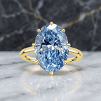 Solitaire Yellow Gold Oval Cut Aquamarine Sapphire Engagement Ring