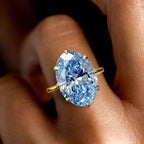 Golden Solitaire Oval Cut Aquamarine Sapphire Engagement Ring Belovegrace