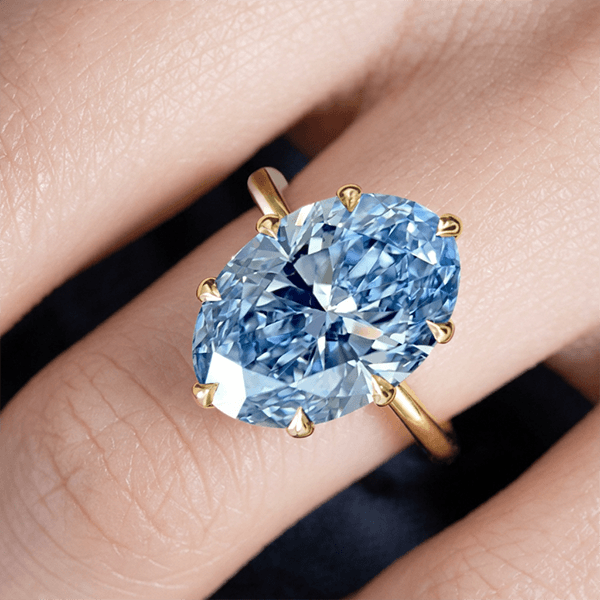 Solitaire Yellow Gold Oval Cut Aquamarine Sapphire Engagement Ring