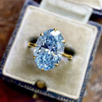 Golden Solitaire Oval Cut Aquamarine Sapphire Engagement Ring Belovegrace